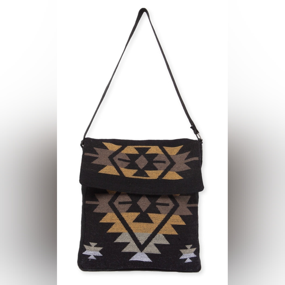 Flap Top Shoulder Bag - Southwest Style - Ethnic Inspired Design - Lightweight